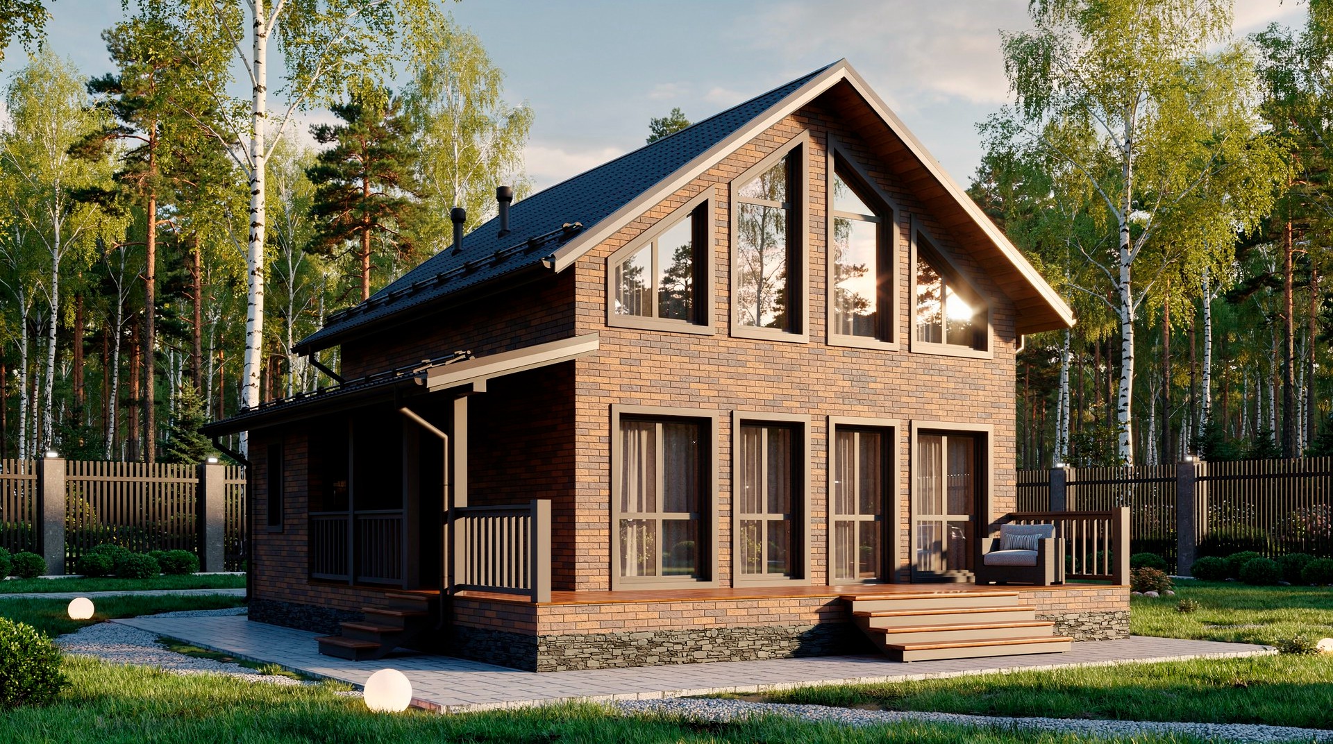 Каркасный коттедж Венеция — 8x8,5 м, 136 м²