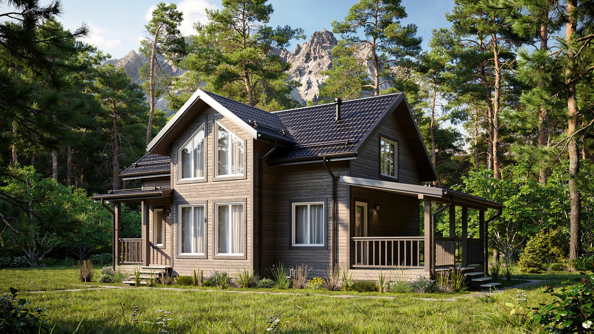 Каркасный коттедж Валенсия — 7,3x9 м, 139,5 м²