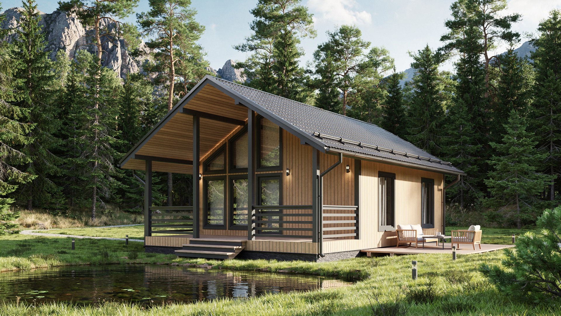 Каркасный дом Кедр — 7x8 м, 76 м²